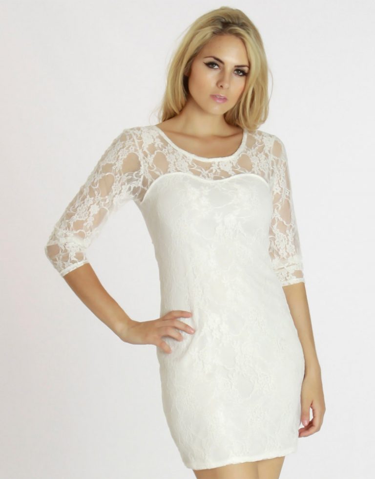 White Lace Cocktail Dress Picture Collection 8720