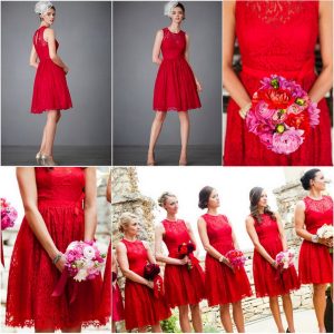 Red Lace Bridesmaid Dress