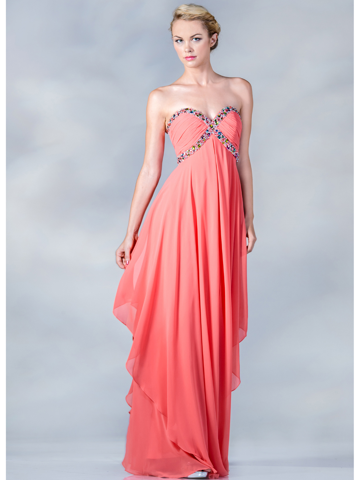 Short Coral Prom Dress | DressedUpGirl.com