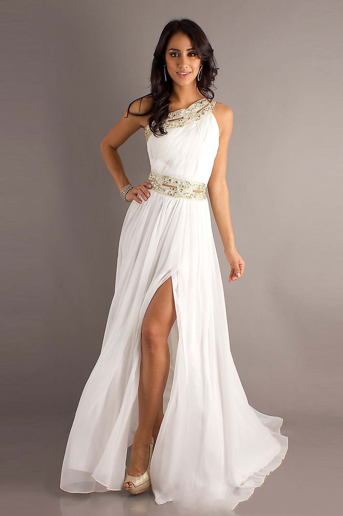 white maxi prom dress