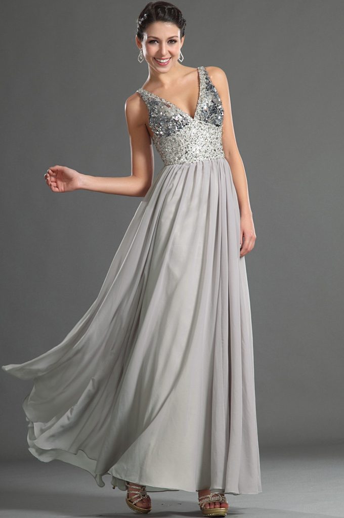 silver blue gown