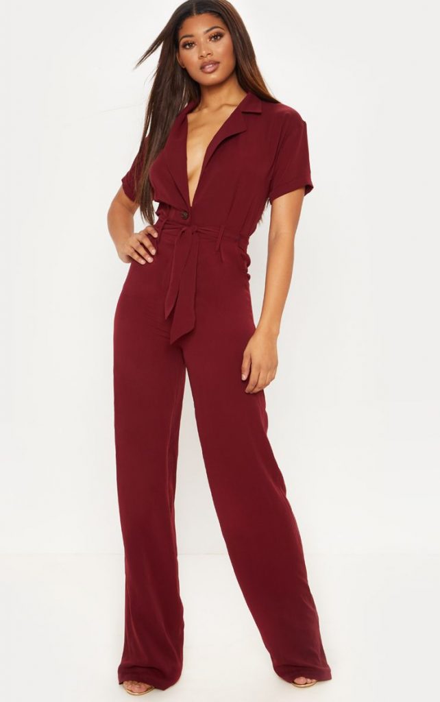 burgundy jumpsuit