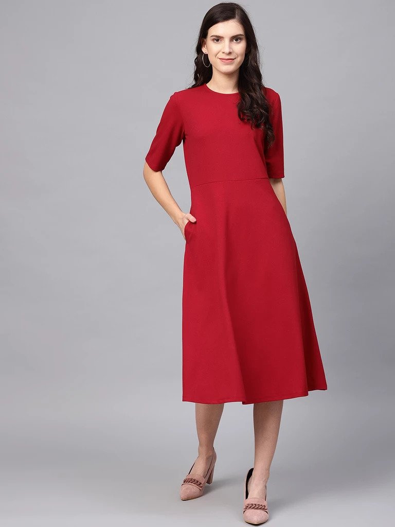 Fit and Flare Midi Dress | DressedUpGirl.com