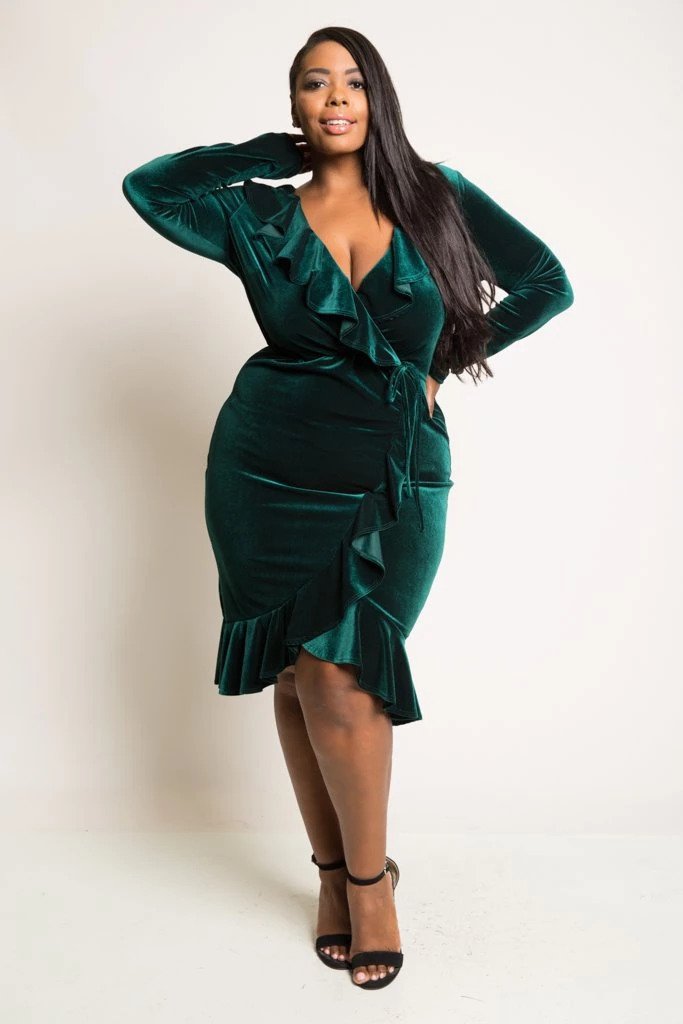 green velvet wrap dress plus size