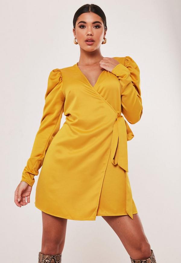 Yellow Wrap Dress | DressedUpGirl.com