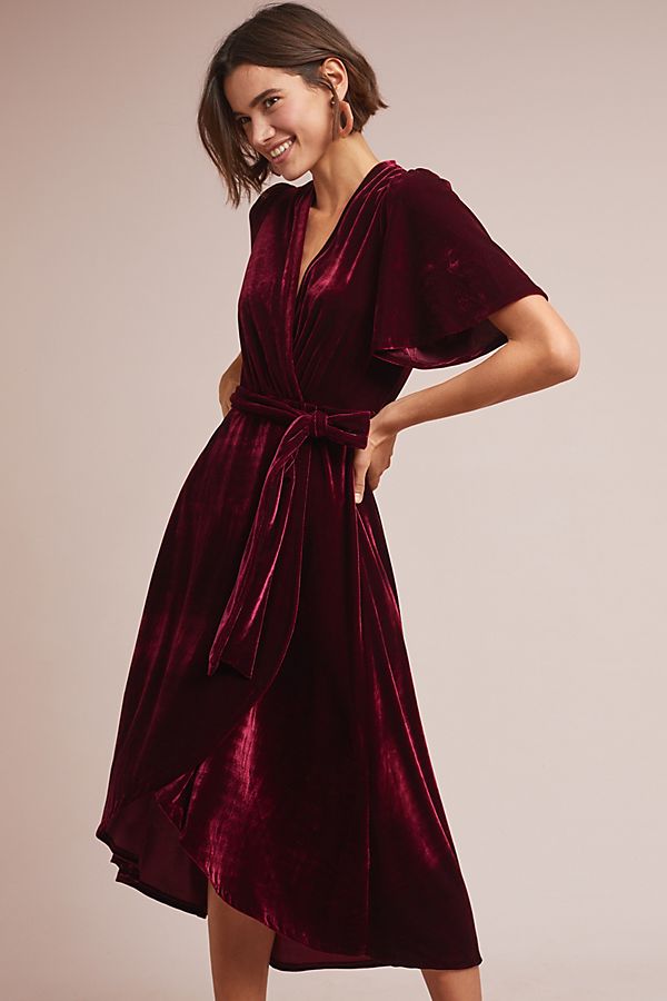 velvet red wrap dress