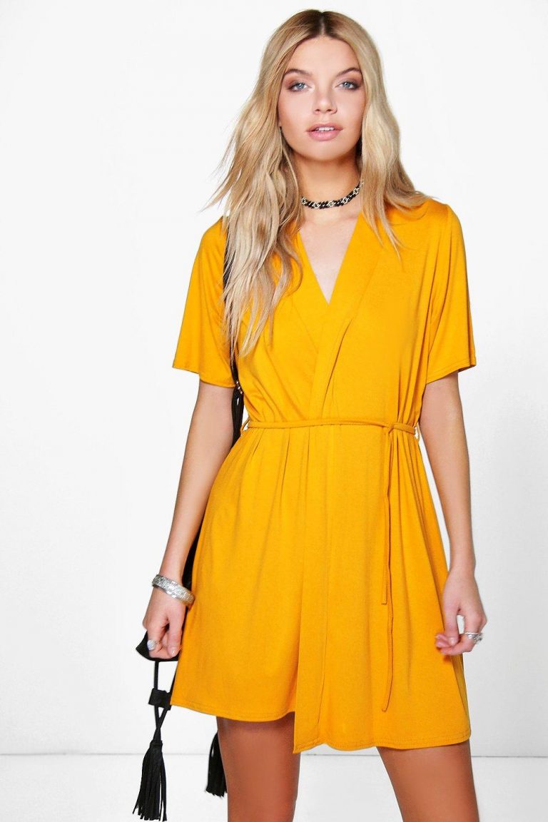 urban outfitters yellow wrap dress